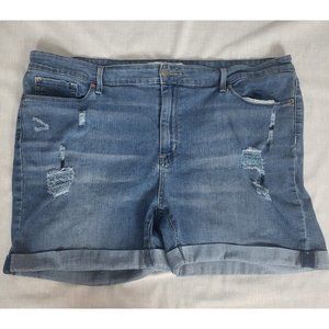 Levi's Strauss Mid-Rise Bermuda Shorts Distressed Sz 22W Med Denim Womens Levis